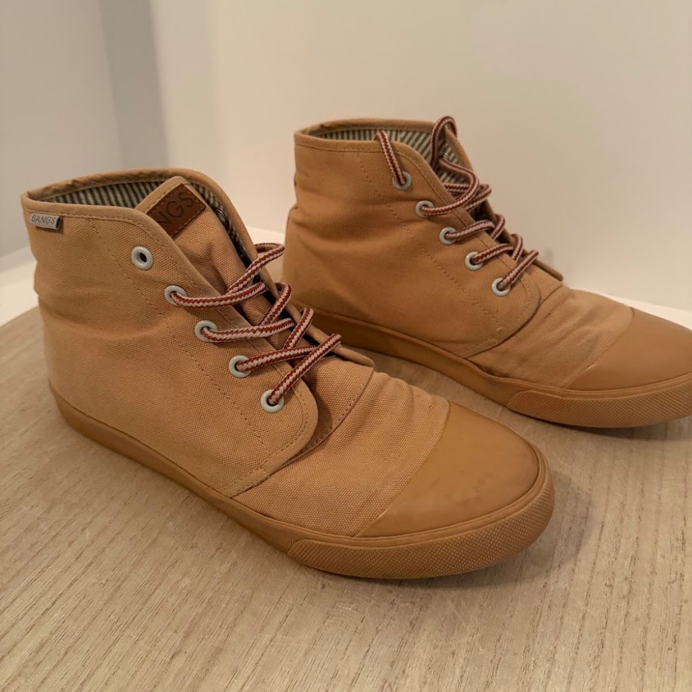 BANGS Shoes High Top Canvas Boots Tan Men’s 7.5 Women’s 9 Lace-Up